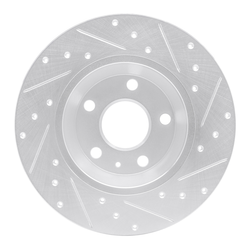 Audi TT Brake Rotor (1) - Rear Left - R1 Concepts - Drilled & Slotted - Silver - `08-`15